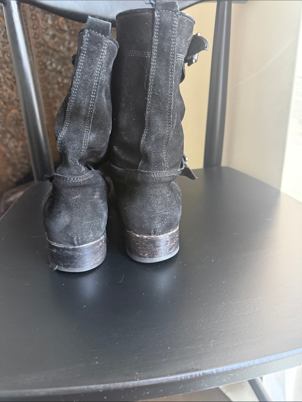 Black Suede Women’s Belstaff Motorcycle Boots - Classic Slip-On Style - Picture 3 of 7